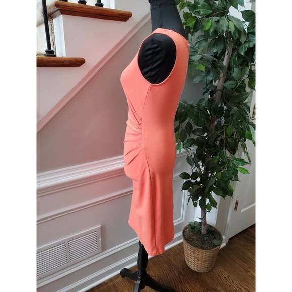 Kenneth Cole Women's Orange Rayon Sleeveless Round Neck Knee Length Dress Size 2 - Picture 5 of 11